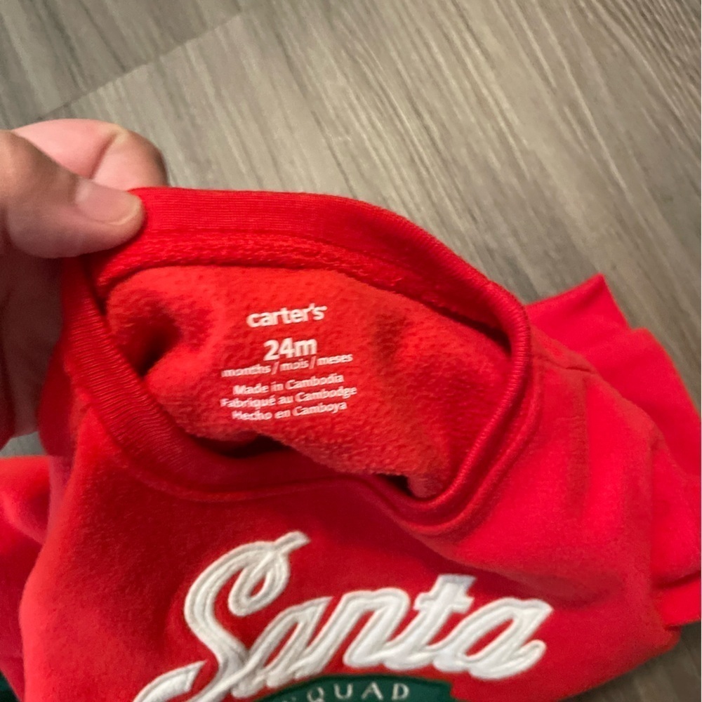Carters fleece Santa Squad Red and Green Pajama Set size 24 months - Picture 4 of 6